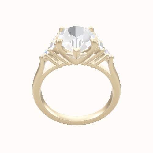 Cathedral Band with Marquise & Round Sidestones Engagement Ring With Four Prong Head