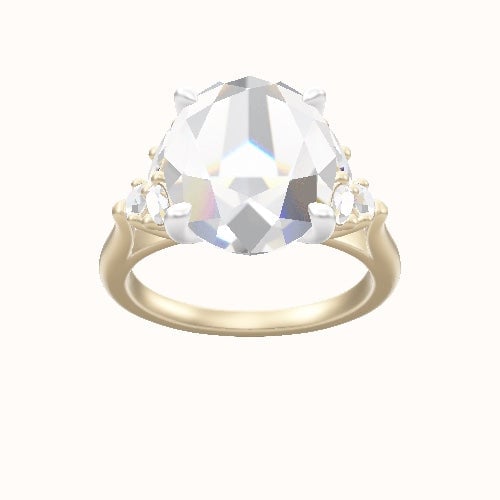 Cathedral Band with Marquise & Round Sidestones Engagement Ring With Four Prong Head