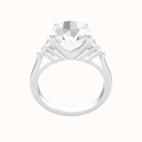 Cathedral Band with Marquise & Round Sidestones Engagement Ring With Four Prong Head
