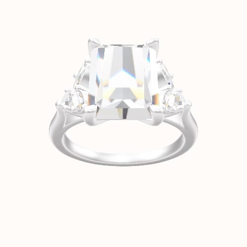Cathedral Band with Marquise & Round Sidestones Engagement Ring With Four Prong Head