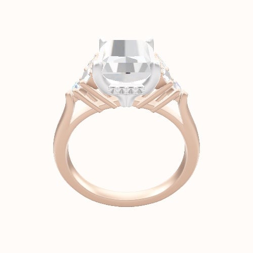Cathedral Band with Marquise & Round Sidestones Engagement Ring With Front set gallery Head