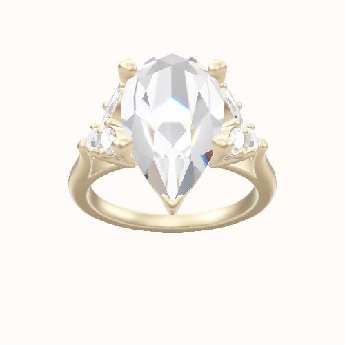 Cathedral Band with Marquise & Round Sidestones Engagement Ring With High Set Four Prong Head