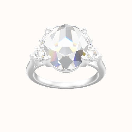 Cathedral Band with Marquise & Round Sidestones Engagement Ring With Low Set Four Prong Head