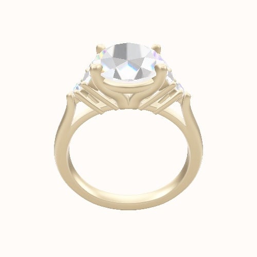 Cathedral Band with Marquise & Round Sidestones Engagement Ring With Standard Four Prong Head