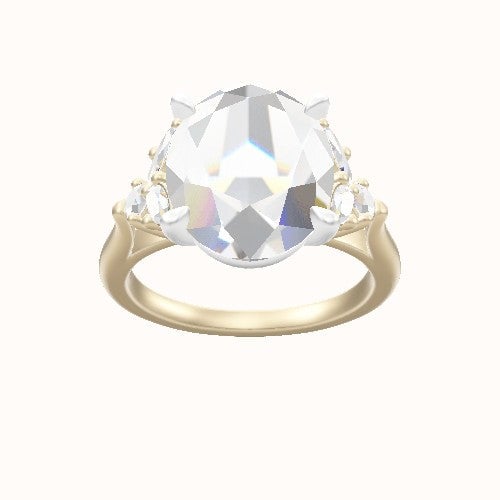 Cathedral Band with Marquise & Round Sidestones Engagement Ring With Standard Four Prong Head