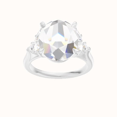 Cathedral Band with Marquise & Round Sidestones Engagement Ring With Standard Four Prong Head