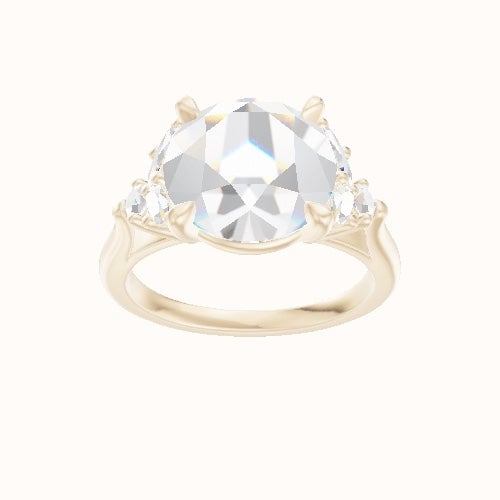 Cathedral Band with Marquise & Round Sidestones Engagement Ring With Standard Four Prong Head