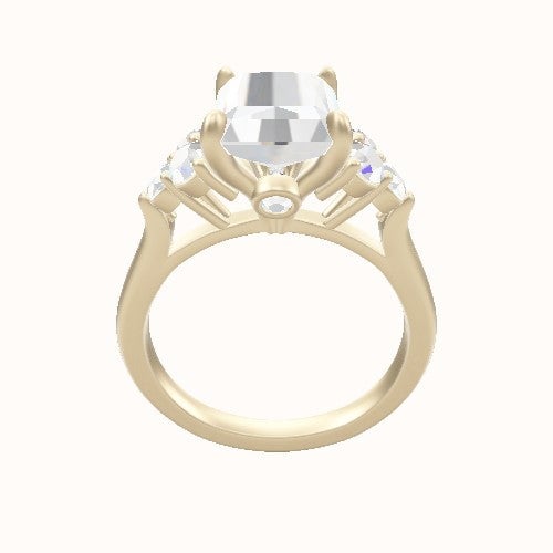 Cathedral Band with Round Sidestone Trio Engagement Ring With Accent Diamond Head