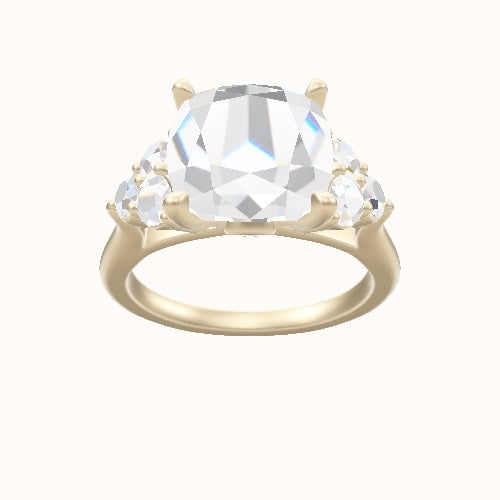 Cathedral Band with Round Sidestone Trio Engagement Ring With Accent Diamond Head