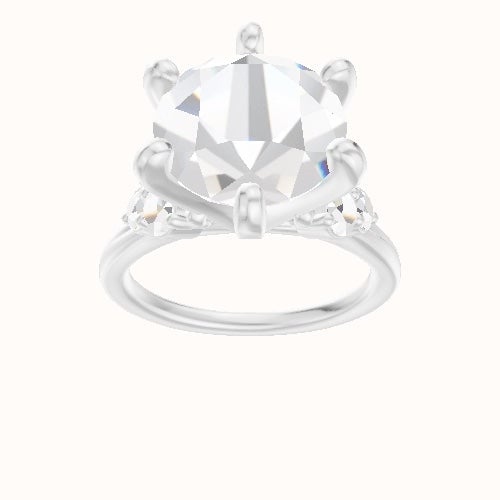 Cathedral Band with Round Sidestones (0.50 CTW) Engagement Ring With Classic Six Prong Head