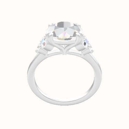 Cathedral Band with Round Sidestones (0.50 CTW) Engagement Ring With Double Prongs Head
