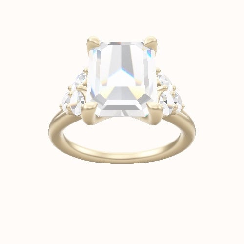 Cathedral Band with Round Sidestones (0.50 CTW) Engagement Ring With Four Prong Head