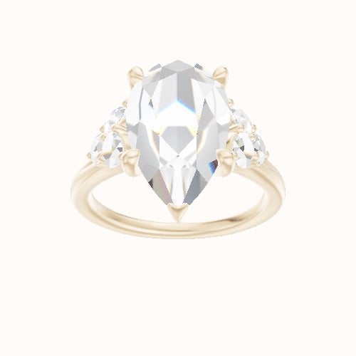 Cathedral Band with Round Sidestones (0.50 CTW) Engagement Ring With Four Prong Head and Matching Band