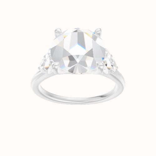 Cathedral Band with Round Sidestones (0.50 CTW) Engagement Ring With Four Prong Head