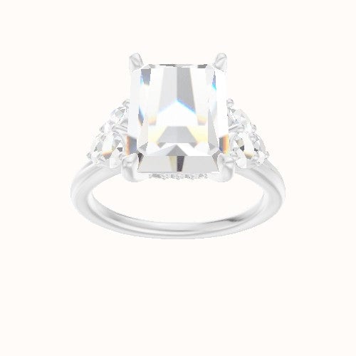 Cathedral Band with Round Sidestones (0.50 CTW) Engagement Ring With Front set gallery Head