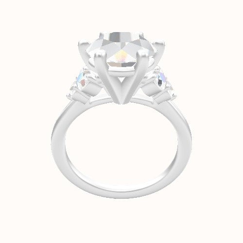Cathedral Band with Round Sidestones (0.50 CTW) Engagement Ring With High Set Six Prong Head