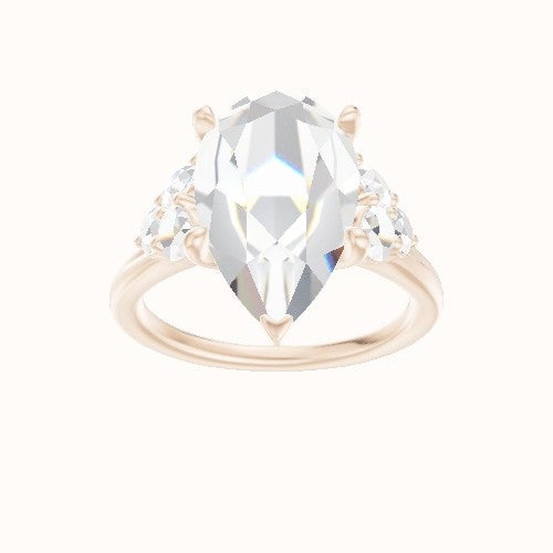 Cathedral Band with Round Sidestones (0.50 CTW) Engagement Ring With Petal Four Prong Head