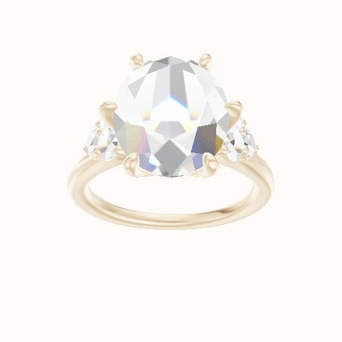 Cathedral Band with Round Sidestones (0.50 CTW) Engagement Ring With Petal Six Prong Head and Matching Band
