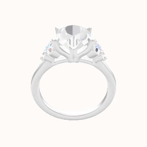 Cathedral Band with Round Sidestones (0.50 CTW) Engagement Ring With Standard Four Prong Head