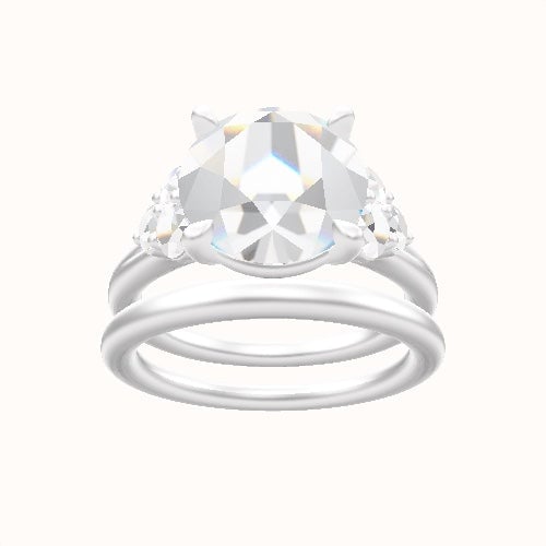 Cathedral Band with Round Sidestones (0.50 CTW) Engagement Ring With Standard Four Prong Head and Matching Band