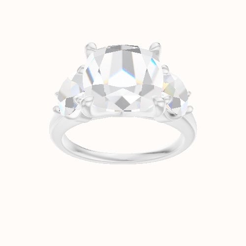 Cathedral Band with Round Sidestones Engagement Ring With Four Prong Head