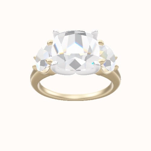 Cathedral Band with Round Sidestones Engagement Ring With Petal Four Prong Head