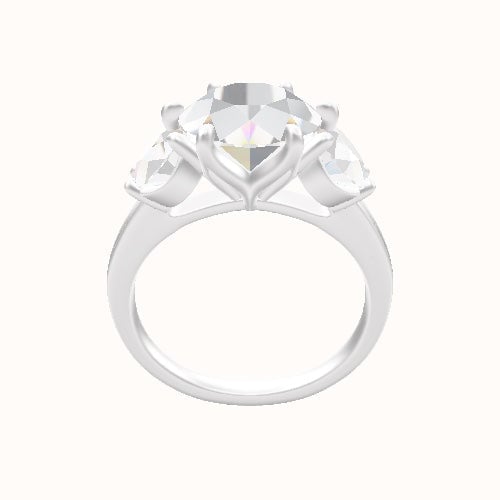 Cathedral Band with Round Sidestones Engagement Ring With Petal Six Prong Head