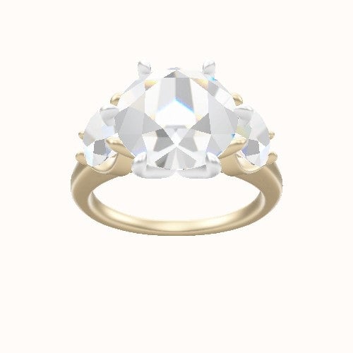 Cathedral Band with Round Sidestones Engagement Ring With Petal Six Prong Head
