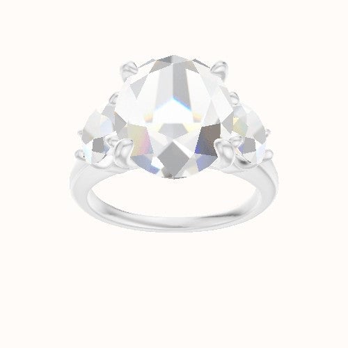 Cathedral Band with Round Sidestones Engagement Ring With X Gallery Head