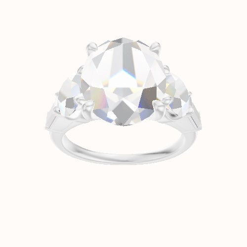 Cathedral Band with Round & Straight Baguette Sidestones Engagement Ring With Four Prong Head