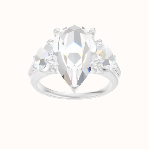 Cathedral Band with Round & Tapered Baguette Sidestones Engagement Ring With Four Prong Head