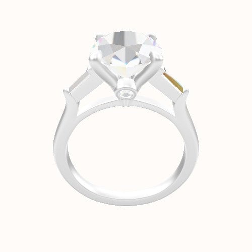 Cathedral Band with Tapered Baguette Sidestones Engagement Ring With Accent Diamond Head