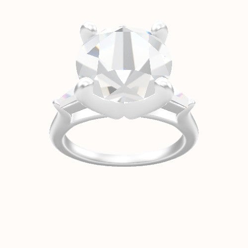 Cathedral Band with Tapered Baguette Sidestones Engagement Ring With Classic Four Prong Head