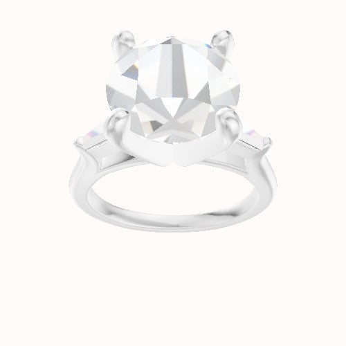 Cathedral Band with Tapered Baguette Sidestones Engagement Ring With Classic Four Prong Head