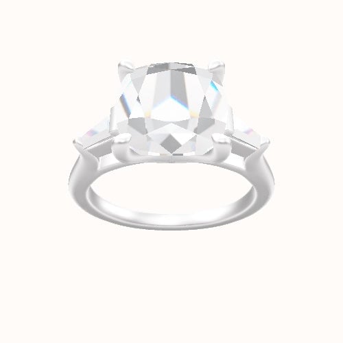 Cathedral Band with Tapered Baguette Sidestones Engagement Ring With Four Prong Head