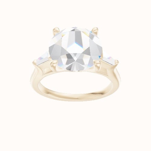 Cathedral Band with Tapered Baguette Sidestones Engagement Ring With Four Prong Head