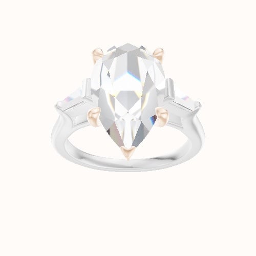 Cathedral Band with Tapered Baguette Sidestones Engagement Ring With Four Prong Head