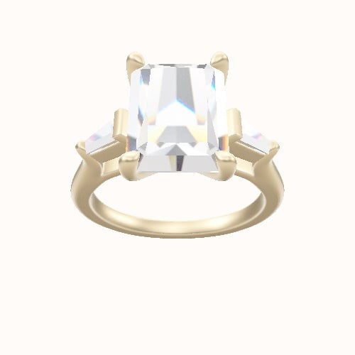 Cathedral Band with Tapered Baguette Sidestones Engagement Ring With Four Prong Head