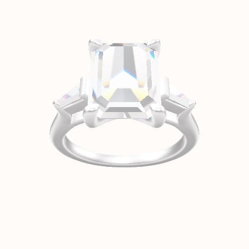 Cathedral Band with Tapered Baguette Sidestones Engagement Ring With Four Prong Head