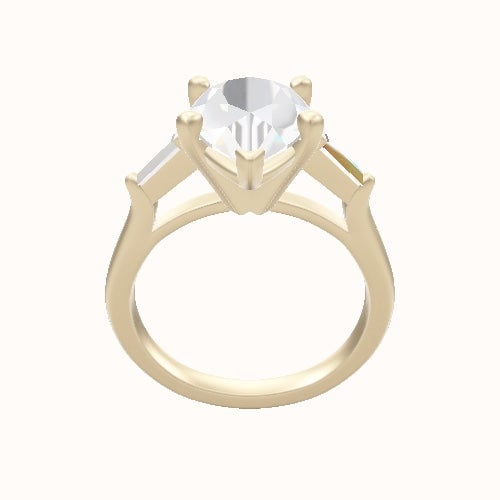 Cathedral Band with Tapered Baguette Sidestones With High Set Four