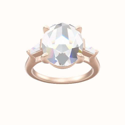 Cathedral Band with Tapered Baguette Sidestones Engagement Ring With Low Set Four Prong Head