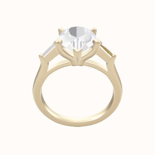 Cathedral Band with Tapered Baguette Sidestones Engagement Ring With Standard Four Prong Head