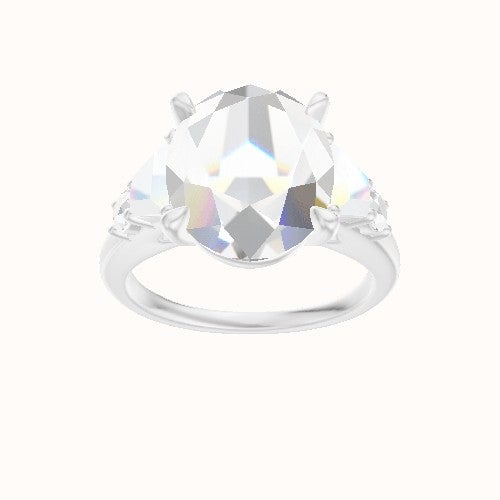 Cathedral Band with Trapezoid & Round Sidestones Engagement Ring With Standard Four Prong Head
