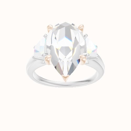 Cathedral Band with Trapezoid Sidestones Engagement Ring With Four Prong Head