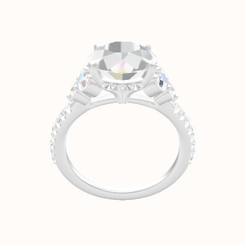 Cathedral Band with Trapezoid Sidestones Engagement Ring With Front set gallery Head