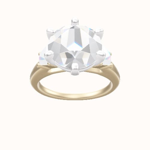 Cathedral Band with Trapezoid Sidestones Engagement Ring With High Set Six Prong Head
