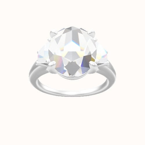 Cathedral Band with Trapezoid Sidestones Engagement Ring With Low Set Four Prong Head