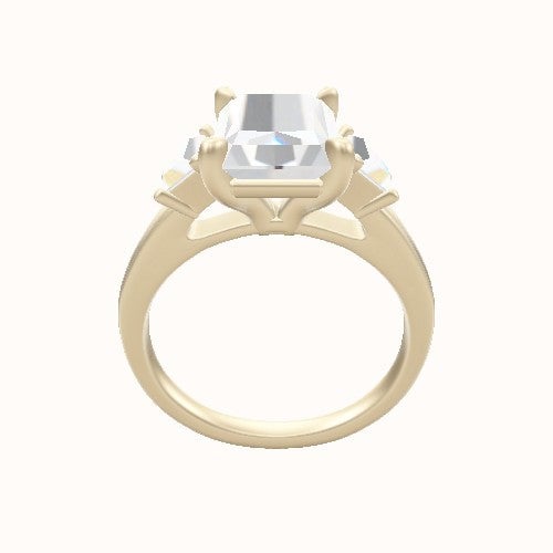 Cathedral Band with Trapezoid Sidestones Engagement Ring With Standard Four Prong Head