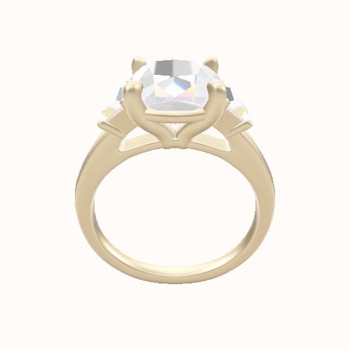 Cathedral Band with Trapezoid Sidestones Engagement Ring With Standard Four Prong Head