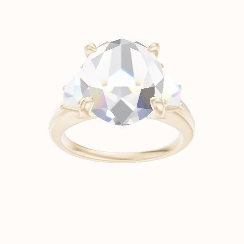 Cathedral Band with Trapezoid Sidestones Engagement Ring With X Gallery Head